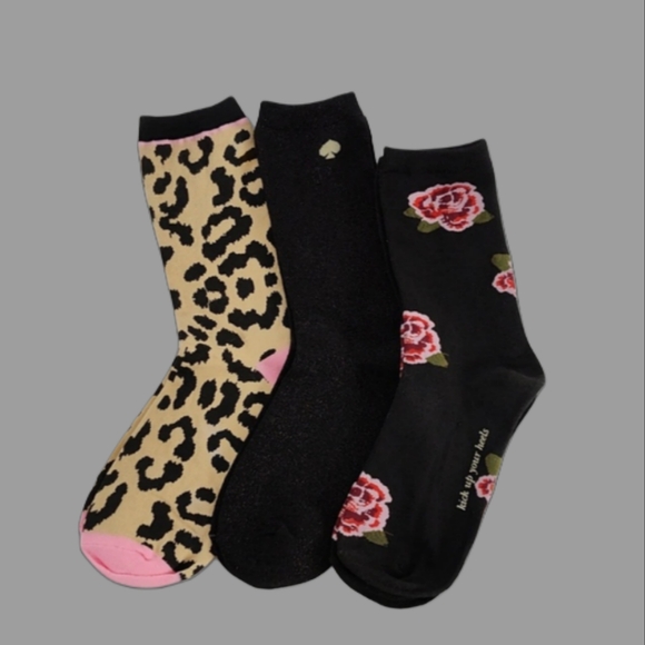 NEW kate spade Bundle of 3 Pair of Crew Socks, 3 Print Styles, One Size - Picture 4 of 15